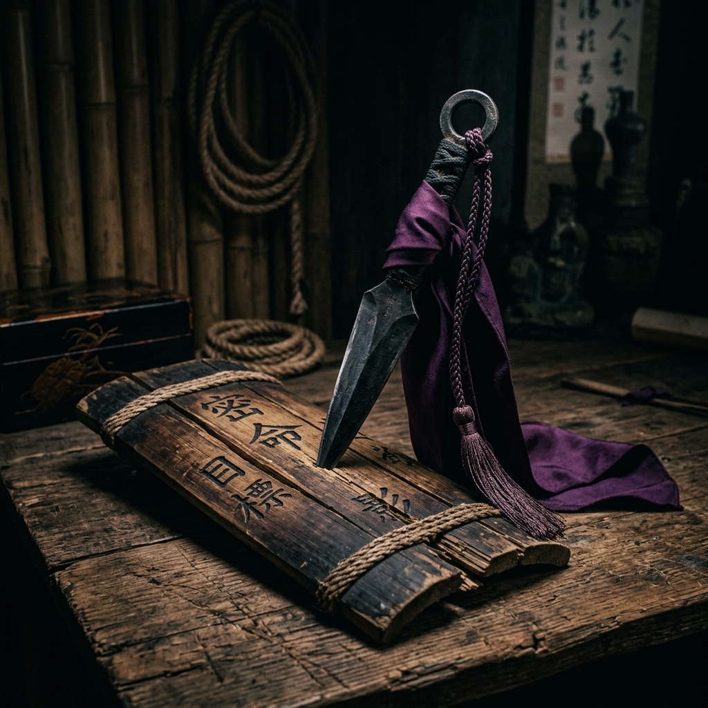 Kunai planté dans un bureau